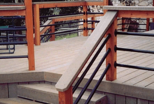 Composite Deck with Redwood Uprights 