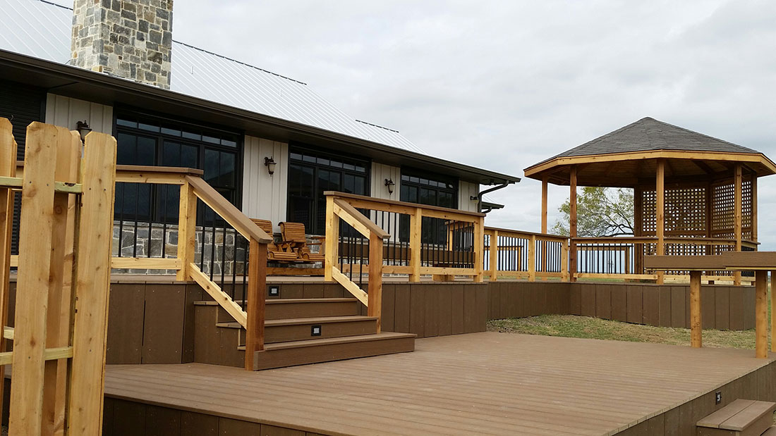 Composite Deck with Cedar Deck and Recessed Lighting