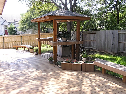 Stained Gazebo with Tiled Bar Tops