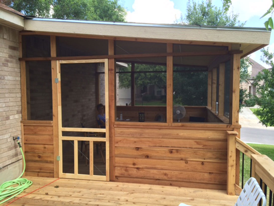 Cedar Enclosure with Wood Screen Door