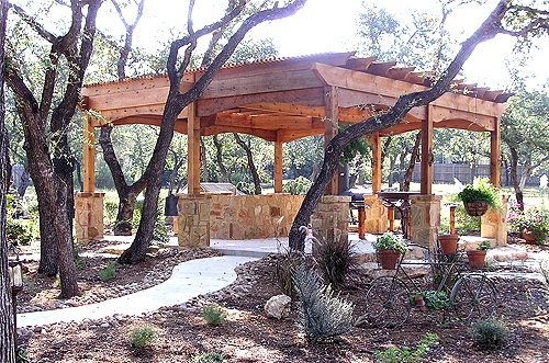 Cedar Arbor with Custom Stone Work