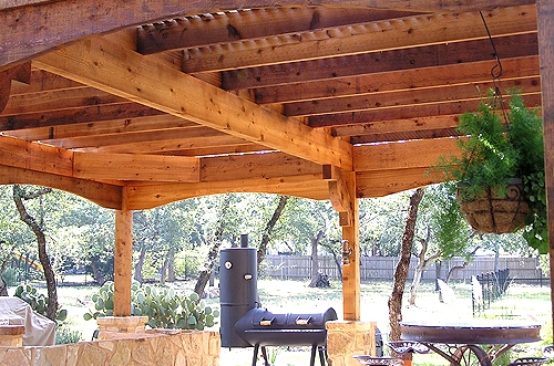 Detail of Cedar Arbor with Custom Stone Work