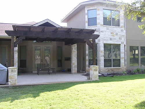 Cedar Arbor with Custom Stone Pillars