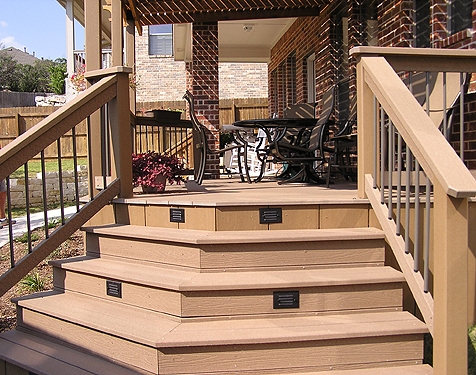 Composite Deck with Recessed Step Lighting