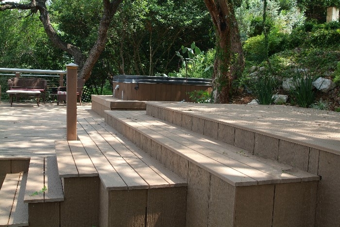 Custom Composite Spa Deck set in hillside 