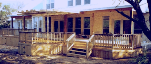 Cedar Patio Deck with Partial Arbor Cover 