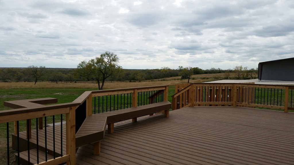 Composite Deck and Bench with Cedar Rails