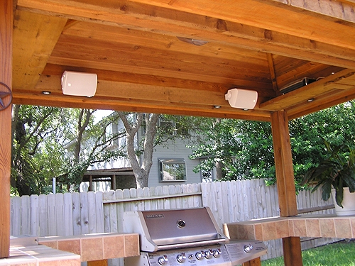 Cedar Gazebo with Built-In Speakers and Lighting