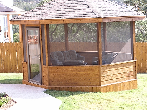 Stained Cedar Gazebo with Screens