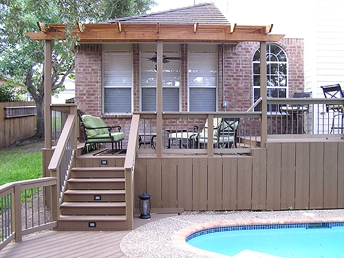 Composite Deck and Cedar Arbor with Recessed Lighting