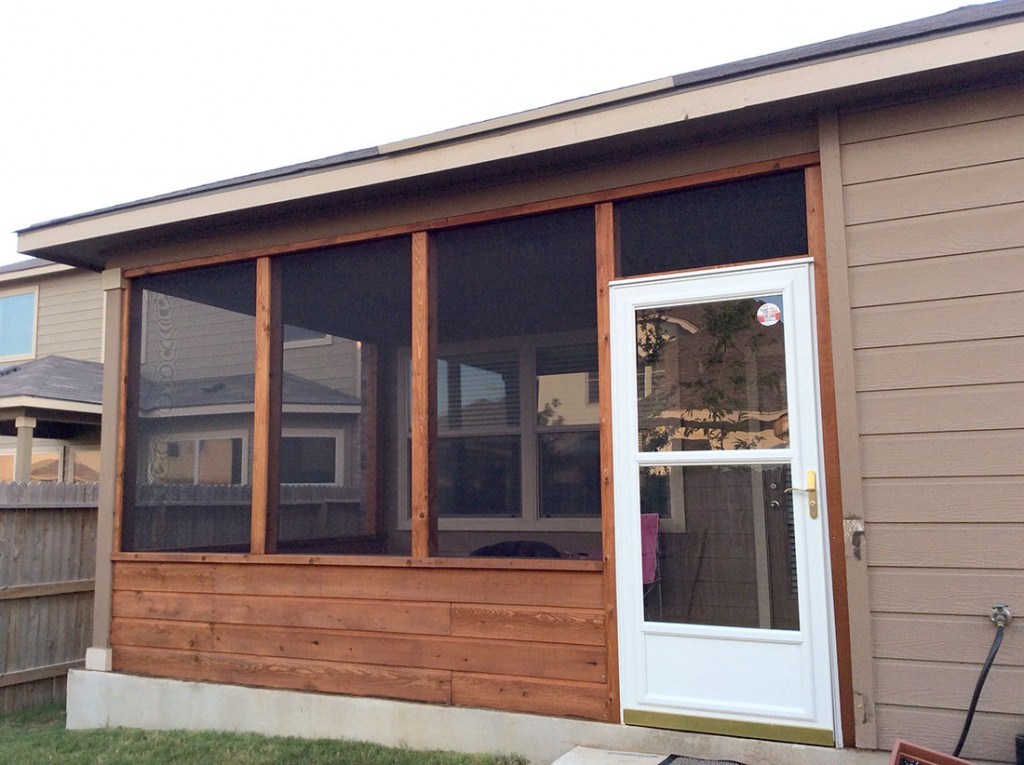 Cedar Screened Porch with Glass Storm Door