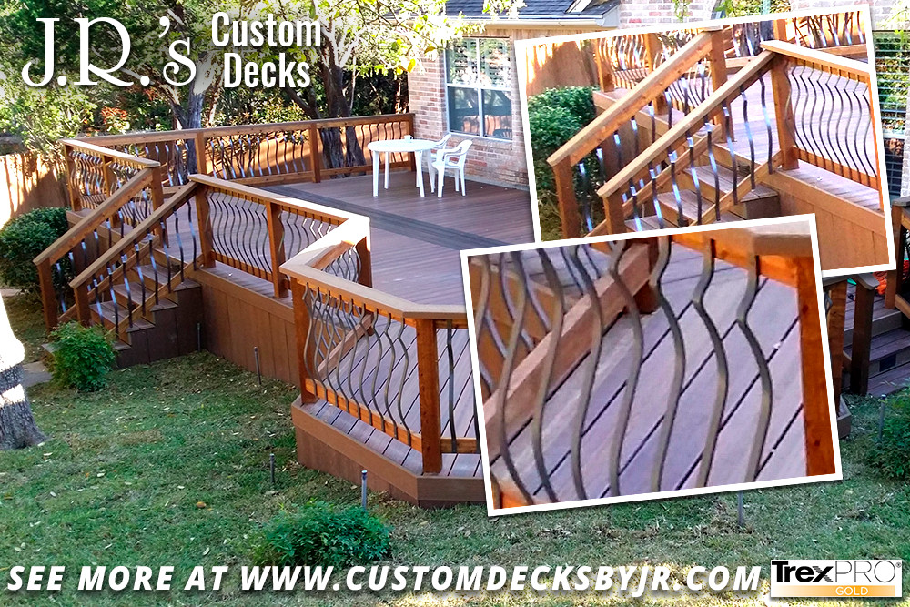 Beautiful Trex Deck with Elegant Curved Iron Balusters